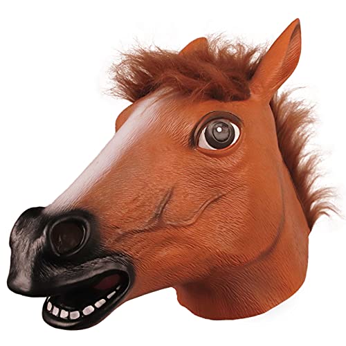 molezu Látex máscaras Marrón Caballo Cabeza Animal para Super Creepy Halloween Fiesta Disfraz Adulto