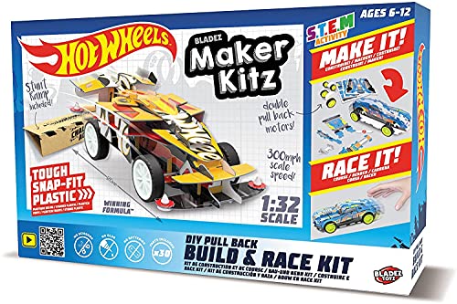 Mondo-51193 Maker Kitz Build y Race Kit Vehículo Pull Back con retrocarga, Color Livrea Hot Wheels, 51193 , color/modelo surtido