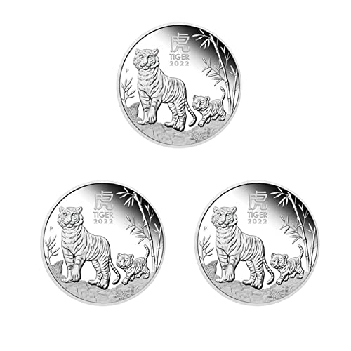 Monedas conmemorativas del año del tigre de 3 piezas plateadas, regalo dorado para 2022, colección de monedas de año nuevo del tigre chino, recuerdo de bendición, regalos del zodiaco de la suerte