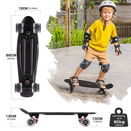 Monopatín infantil Mini Cruiser para principiantes a partir de 5 años, con iluminación LED