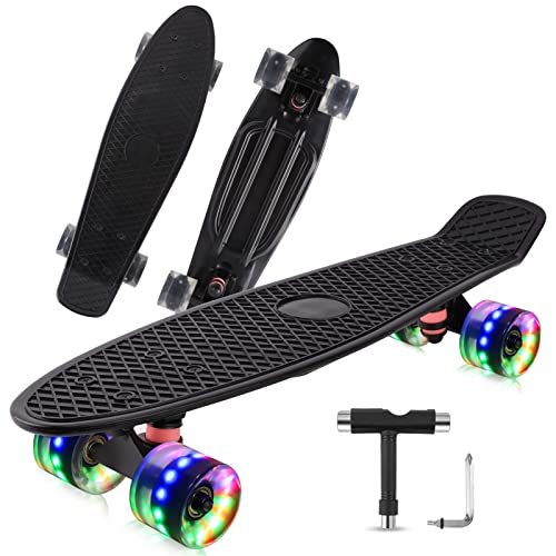 Monopatín infantil Mini Cruiser para principiantes a partir de 5 años, con iluminación LED