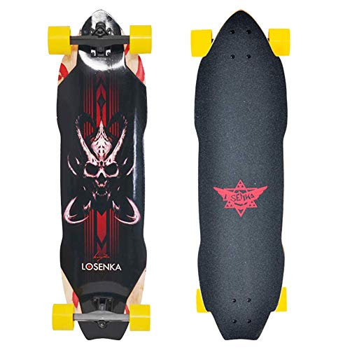 Monopatín Mini Cruiser, monopatines Largos de Estilo Libre Rectas Premium para Adolescentes Adultos Principiantes niñas niños niños, Regalo de Calavera