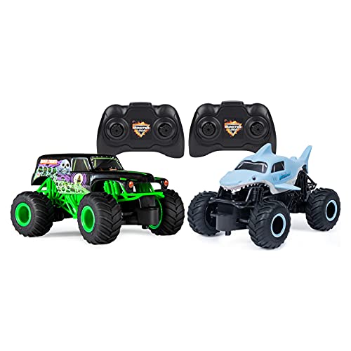 Monster Jam Camiones de Control Remoto Oficial de Grave Digger contra Megalodon Racing Rivals, Escala 1:24