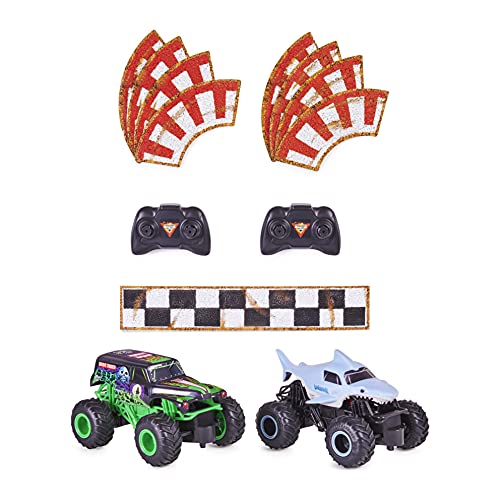 Monster Jam Camiones de Control Remoto Oficial de Grave Digger contra Megalodon Racing Rivals, Escala 1:24