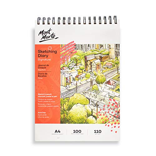 Mont Marte Bloc Dibujo A4 – 100 Hojas – 110gsm – Papel de alta Calidad – Ideal para Dibujos y Esbozos