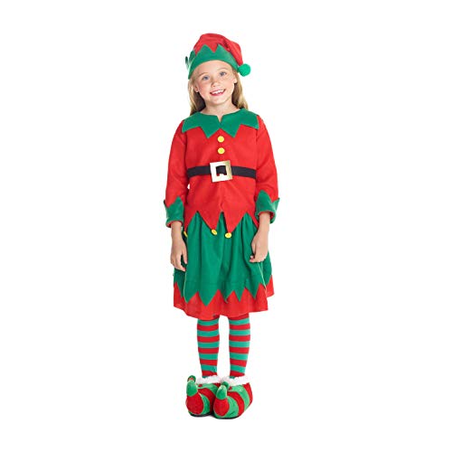 MORPH Costumes Disfraz Elfo Niña, Disfraz Navidad Niña Disponible en Talla M