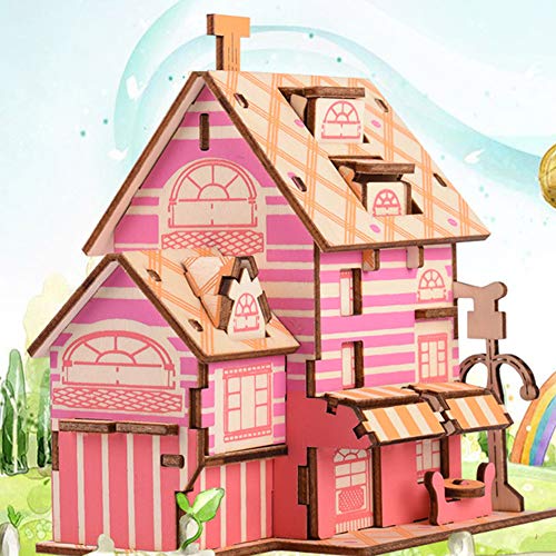 Mothcattl Casa De Muñecas De Bricolaje Mini Cabaña con Muebles, Casa De Madera En Miniatura En 3D, Modelo De Rueda del Cielo, Juego De Rompecabezas En 3D, Juguete De Bricola J