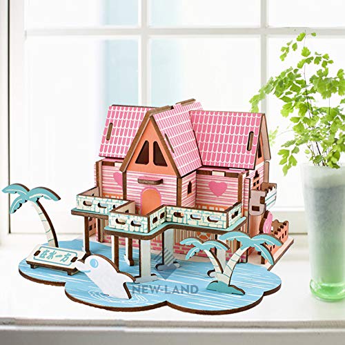 Mothcattl Casa De Muñecas De Bricolaje Mini Cabaña con Muebles, Casa De Madera En Miniatura En 3D, Modelo De Rueda del Cielo, Juego De Rompecabezas En 3D, Juguete De Bricola J