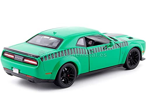 Motormax 73786 Dodge Challenger SRT Hellcat Widebody verde con rayas negras GT Racing Series 1/24 modelo de coche fundido a troquel