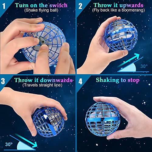 MQQ Juguetes De Pelota De Vuelo, Nebulosa Espacial Orb Volando Juguete, Boomerang Hover Ball 360 ° Rotación De Juguete De Orbe En Alza Incorporado DIRIGIÓ Luces For Niños Adultos Mini Volando Orbe