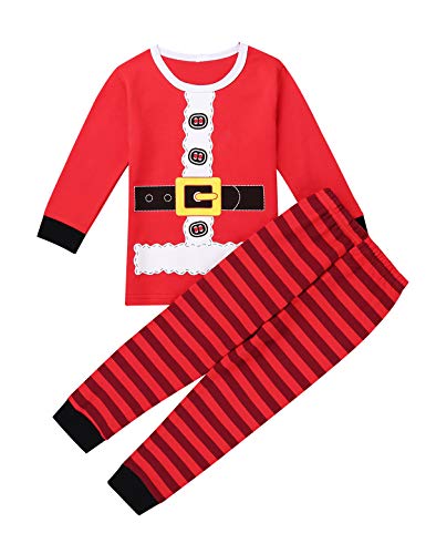 MSemis Conjunto Pijamas Navidad para Bebés Disfraz Papá Noel Niños Niñas Traje Navideño Ropa de Dormir Conjunto Papá Noel Disfraces Fiesta Navideña Christmas Rojo 2-3 Años