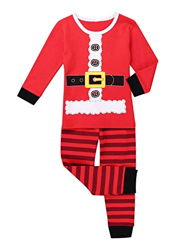 MSemis Conjunto Pijamas Navidad para Bebés Disfraz Papá Noel Niños Niñas Traje Navideño Ropa de Dormir Conjunto Papá Noel Disfraces Fiesta Navideña Christmas Rojo 2-3 Años