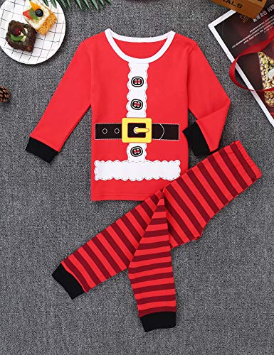 MSemis Conjunto Pijamas Navidad para Bebés Disfraz Papá Noel Niños Niñas Traje Navideño Ropa de Dormir Conjunto Papá Noel Disfraces Fiesta Navideña Christmas Rojo 2-3 Años