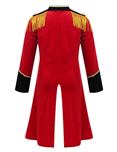 MSemis Disfraz de Domador para Niños Unisex Chaqueta de Circo Disfraces Halloween Carnaval Cosplay Gran Showman Traje Fiesta Navidad Carnaval Rojo 14 años