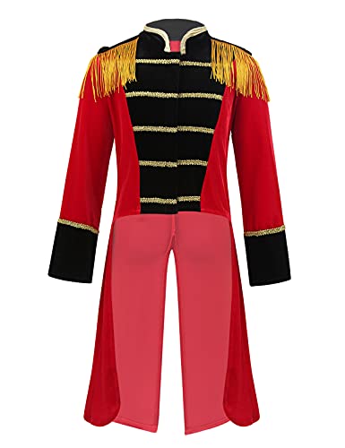 MSemis Disfraz de Domador para Niños Unisex Chaqueta de Circo Disfraces Halloween Carnaval Cosplay Gran Showman Traje Fiesta Navidad Carnaval Rojo 14 años