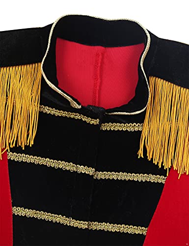 MSemis Disfraz de Domador para Niños Unisex Chaqueta de Circo Disfraces Halloween Carnaval Cosplay Gran Showman Traje Fiesta Navidad Carnaval Rojo 14 años