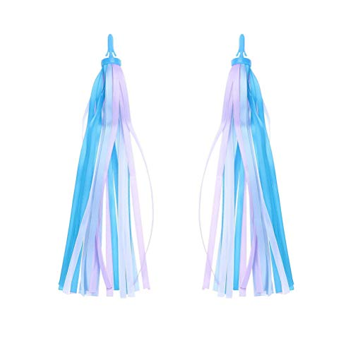 MUCHEN SHOP Serpentinas de Manillar de Bicicleta,2 Pack Colore Borlas de Bicicleta Scooter Cintas de Ninos Bike Handlebar Streamers para Infantil Bebé Niña 27cm Azul Púrpura Blanco Mixto