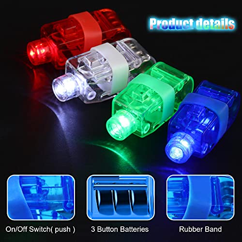 Mudder 12 Piezas Luces LED para Dedos Luces LED de Dedos de Fiesta Linterna de Dedo Luces de Recuerdo de Fiesta para Juguetes Fiesta Cumpleaños Niños (Azul, Verde, Blanco y Rojo)