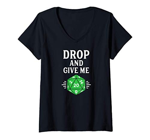 Mujer Dragons Game Master And D20 Twenty Sided Die Dice Dungeons Camiseta Cuello V