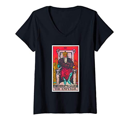 Mujer Emperor Tarot Card Psychic Occult Metaphysical Camiseta Cuello V