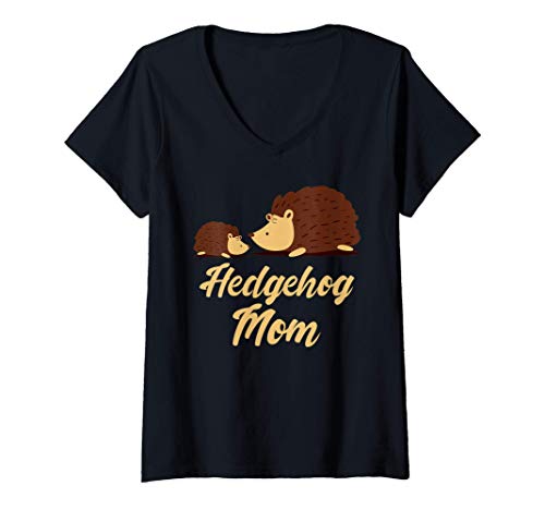 Mujer Hedgehog Mom Costume - Erizo Mamá Disfraz Camiseta Cuello V