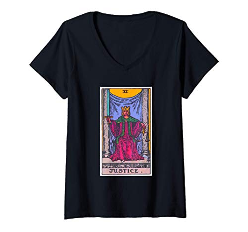 Mujer Justice Tarot Card Psychic Occult Metaphysical Camiseta Cuello V