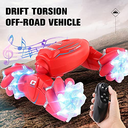 MUMUMI RC Car Stunts Torsion Cars Canciones de baile ligero Inducción manual Control remoto Camión Distorsión Deriva Vehículo todoterreno Buggy de juguete Niños Niños Niñas Regalo de cumpleaños de Nav