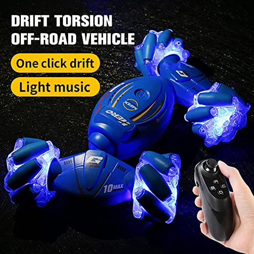 MUMUMI RC Car Stunts Torsion Cars Canciones de baile ligero Inducción manual Control remoto Camión Distorsión Deriva Vehículo todoterreno Buggy de juguete Niños Niños Niñas Regalo de cumpleaños de Nav