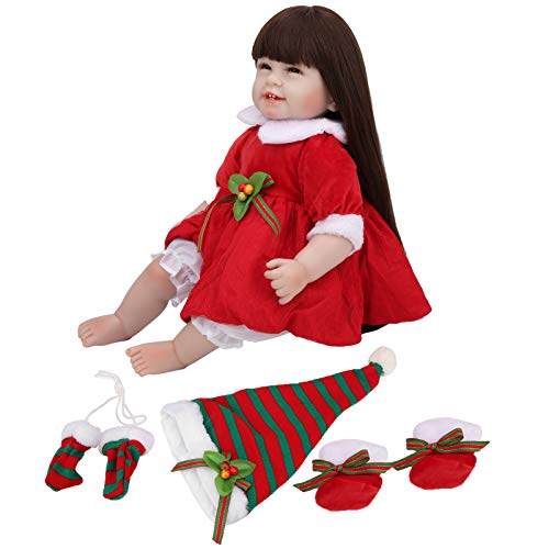 Muñeca Reborn de Simulación, Muñeca Reborn Hecha a Mano de 55 Cm, Muñeca Reborn de Amplia Aplicación para Decoración del Hogar o Juguete de Regalo para Niños(rojo)