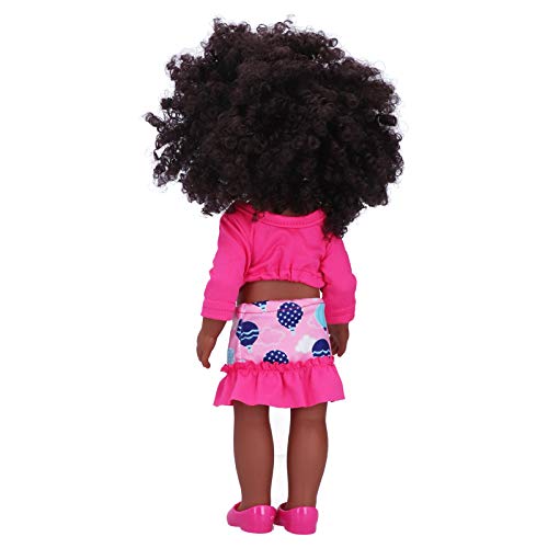 Muñeca Reborn Realista, Muñecas Negras Portátiles, Banda para el Cabello Lavable, Realista de 14 Pulgadas para la Nueva Madre, Regalo de Cumpleaños(Q14-27 falda de globo aerostático rojo rosa)