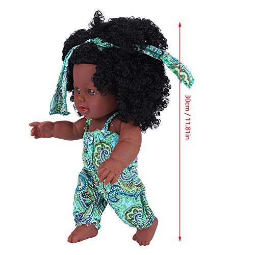 Muñeca recién nacida, material de vinilo táctil cómodo, muñeca delicada de juguete, regalo para niños(Asa Green Flower One-piece)