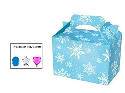 MustBeBonkers 12 x de Copo de Nieve de Recipiente hermético ~ para niños de Transporte Alimentos Caja Sorpresa Fiesta de cumpleaños Bolsa ~ diseño Azul Claro con Copos de Nieve Frozen