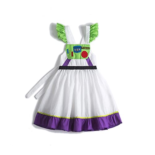 MUTYLRR Disfraz de Navidad para niña y niña, conjuntos de vestido de Navidad, disfraz de Yoda bb-8 bb8 chewcabba Rey leia vestidos de Navidad (color: Buzz Lightyear, tamaño: 8T)