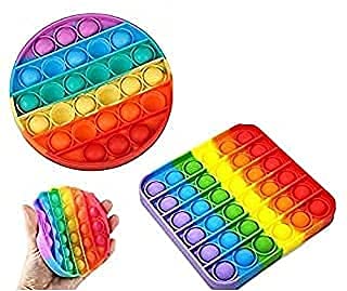 MUV Popit Fidget Toy Set 2 Plaza y Círculo Juego Táctil de Silicona Multicolor Arco iris