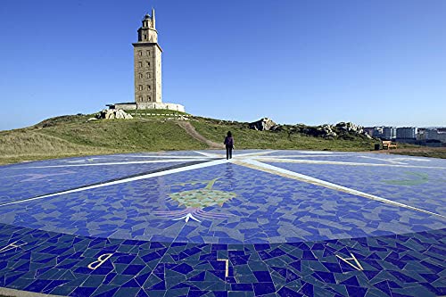 MX-XXUOUO Rompecabezas de Madera de 1000 Piezas, Torre de España, Faro de Hércules, La Coruña, Faros de Galicia, Torres de Ciudades, Juegos y Manualidades