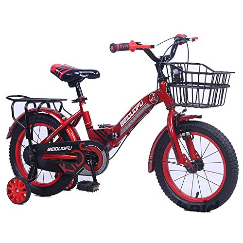 MXSXN Bicicleta De Pedales 12 14 16 18 Pulgadas Edades De 3 A 8 Años Bicicleta De Montaña para Niños Plegado Al Aire Libre Freno De Disco Doble De Una Sola Velocidad Bicicleta para Niños,18"