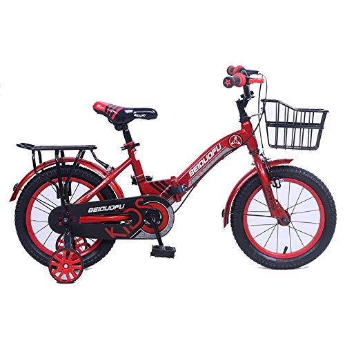 MXSXN Bicicleta De Pedales 12 14 16 18 Pulgadas Edades De 3 A 8 Años Bicicleta De Montaña para Niños Plegado Al Aire Libre Freno De Disco Doble De Una Sola Velocidad Bicicleta para Niños,18"