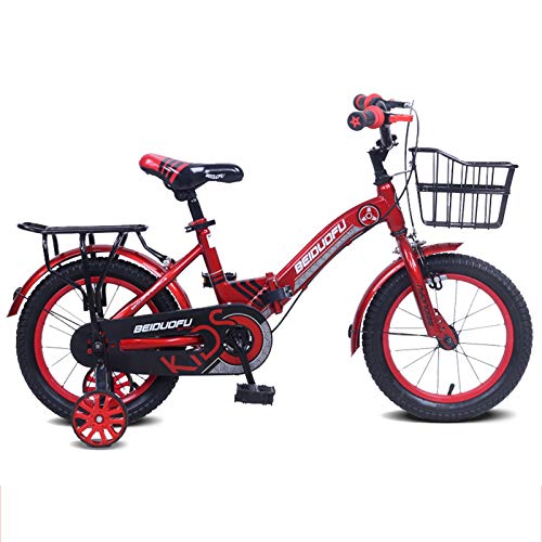 MXSXN Bicicleta De Pedales 12 14 16 18 Pulgadas Edades De 3 A 8 Años Bicicleta De Montaña para Niños Plegado Al Aire Libre Freno De Disco Doble De Una Sola Velocidad Bicicleta para Niños,18"