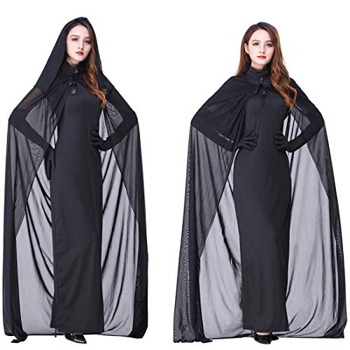 Myir Disfraz de Novia Fantasma de Halloween Mujer, Disfraz de Bruja Vampiro Vestido Adulto Disfraces Carnaval Cosplay (S, Negro)