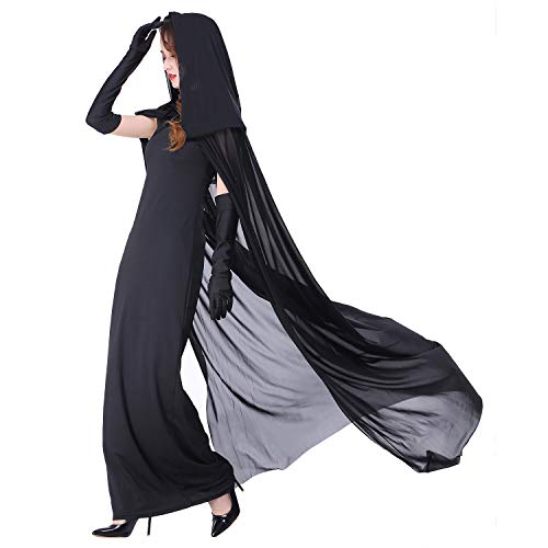 Myir Disfraz de Novia Fantasma de Halloween Mujer, Disfraz de Bruja Vampiro Vestido Adulto Disfraces Carnaval Cosplay (S, Negro)