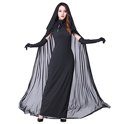 Myir Disfraz de Novia Fantasma de Halloween Mujer, Disfraz de Bruja Vampiro Vestido Adulto Disfraces Carnaval Cosplay (S, Negro)