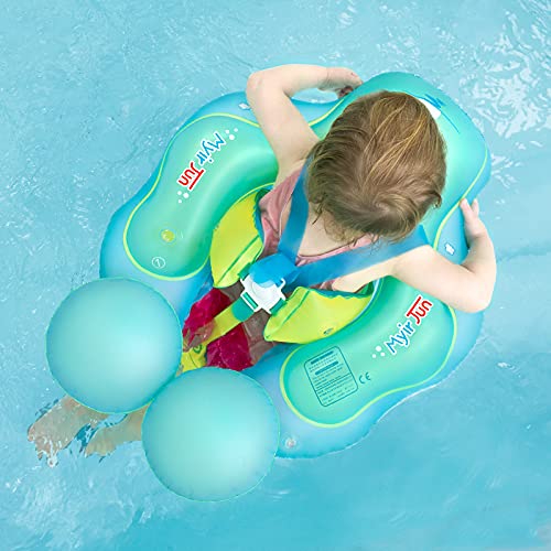 Myir Flotador bebé, Anillo de Natación para bebés de Piscina Flotador Inflable para Niños Flotador de Natación Nadar Anillo Cintura Ajustable (Azul, S)