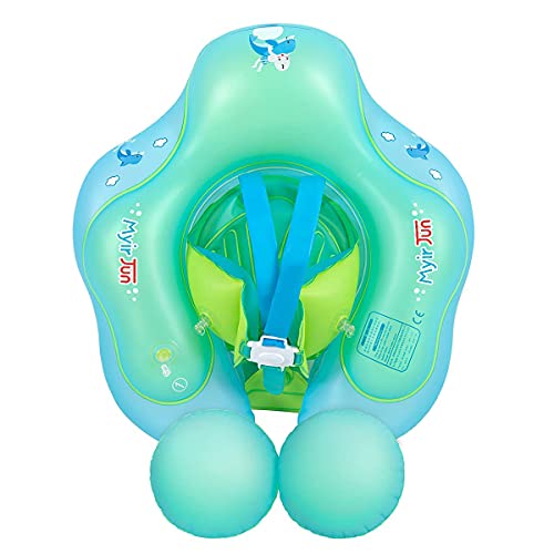 Myir Flotador bebé, Anillo de Natación para bebés de Piscina Flotador Inflable para Niños Flotador de Natación Nadar Anillo Cintura Ajustable (Azul, S)