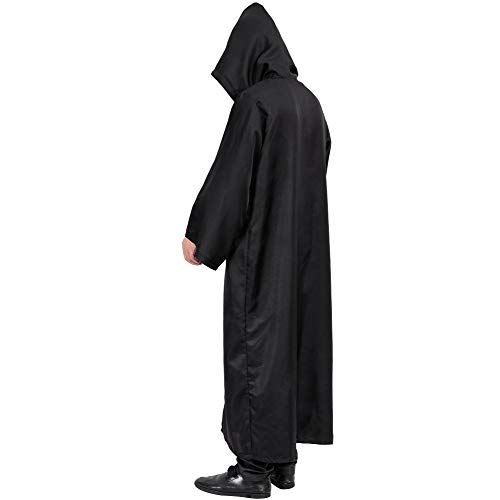 Myir JUN Capa con Capucha de Halloween para Hombre, Disfraz de Caballero para Adulto Carnaval Medieval Traje Ropa Cosplay (M, Negro)