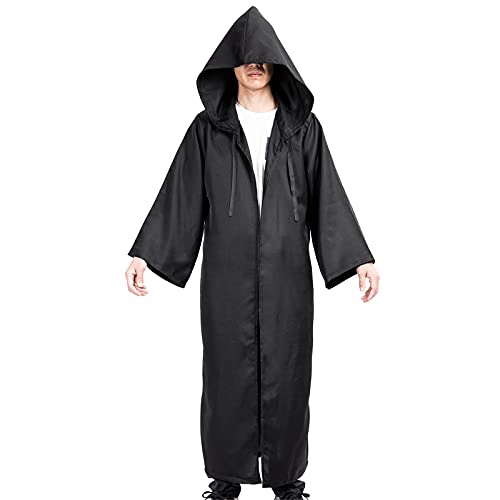 Myir JUN Capa con Capucha de Halloween para Hombre, Disfraz de Caballero para Adulto Carnaval Medieval Traje Ropa Cosplay (M, Negro)