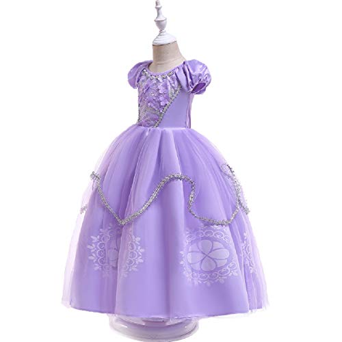 MYRISAM Vestidos de Princesa Sofia para Niñas Disfraz de Carnaval Rapunzel Traje de Halloween Navidad Cumpleaños Fiesta Ceremonia Aniversario Cosplay Vestir con Accesorios 5-6 años