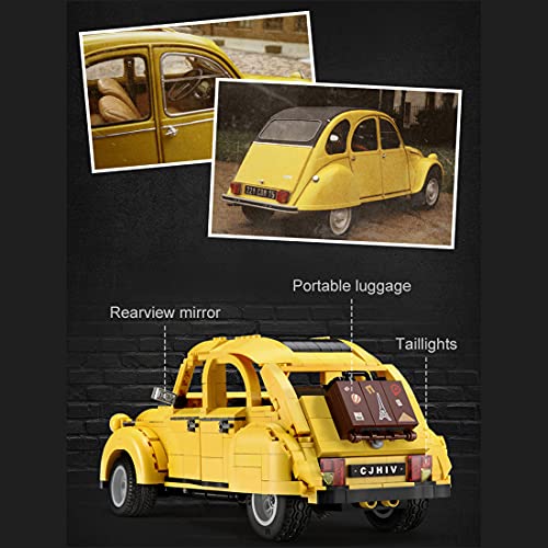 Myste CADA C61026 - Maqueta de coche antiguo para Citeroe 2CV, escala 1:12, 1238 piezas, diseño retro clásico de coche, bloques de construcción, compatible con la técnica Lego