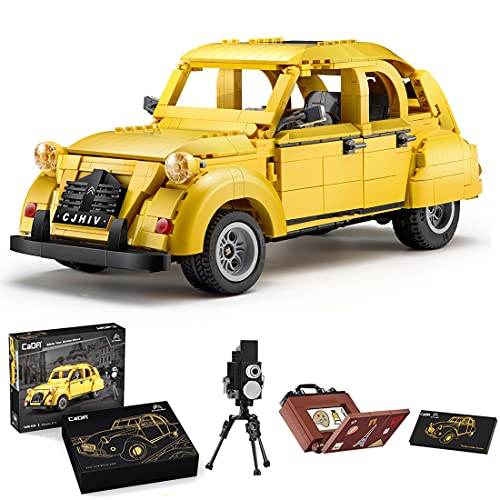 Myste CADA C61026 - Maqueta de coche antiguo para Citeroe 2CV, escala 1:12, 1238 piezas, diseño retro clásico de coche, bloques de construcción, compatible con la técnica Lego