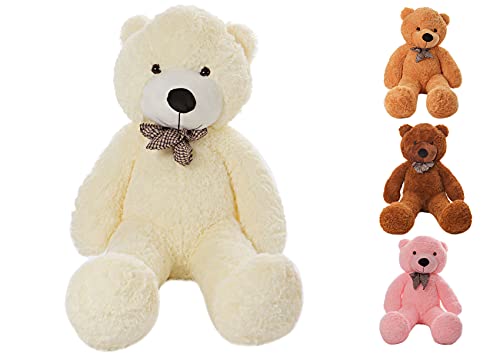 MyTeddyWorld - Oso de peluche grande, perfecto para cumpleaños, boda, día de San Valentín o Navidad, color blanco, 120 cm