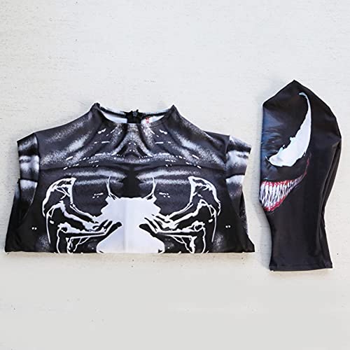 MYYLY Niño Venom Spiderman Mono Cosplay Traje Superhéroe Adulto Ropa De Disfraces Halloween Navidad Leotardo 3D Estampado Lycra Spandex Onesies,Black-Adult L(165~170CM)